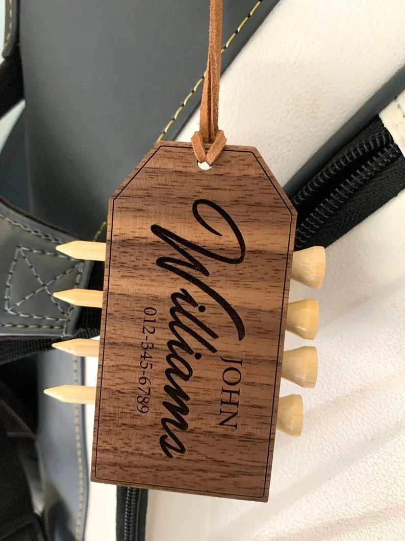 Elegant Personalized Golf Bag Tag with Tee Holder - Image 2