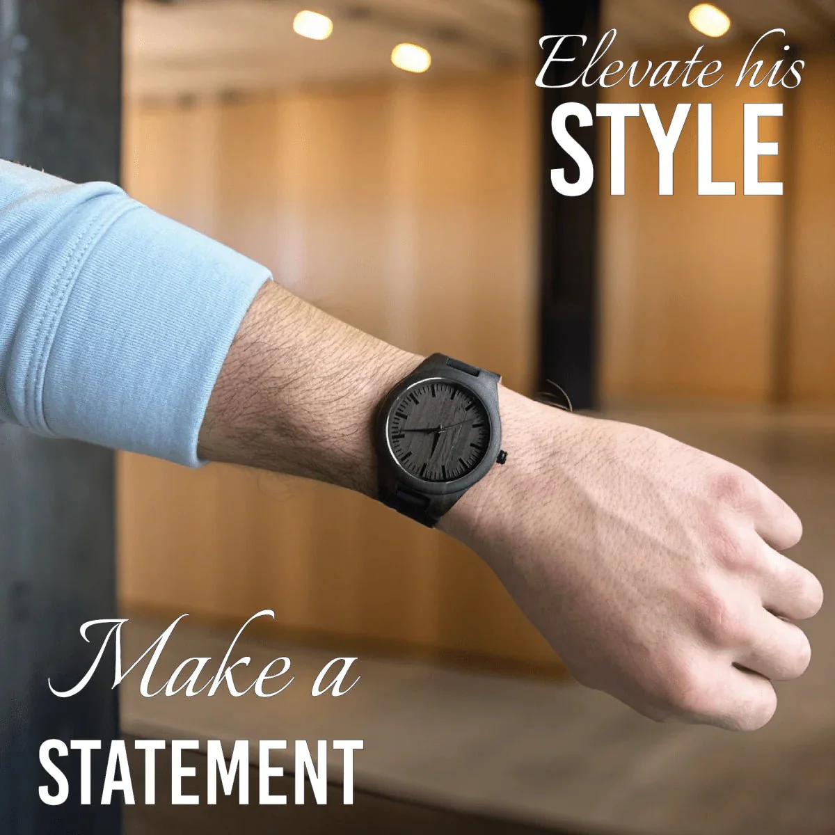 Elegant Personalized Men's Wood Watch - Image 3