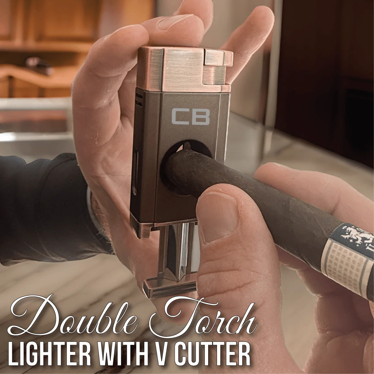 Elegant Personalized V-Cut Lighter: Dual Flame Precision - Image 2