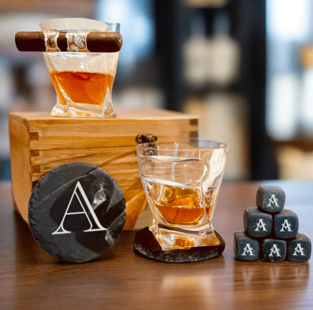 Elegant Personalized Whiskey Glass and Stones Set - Image 3