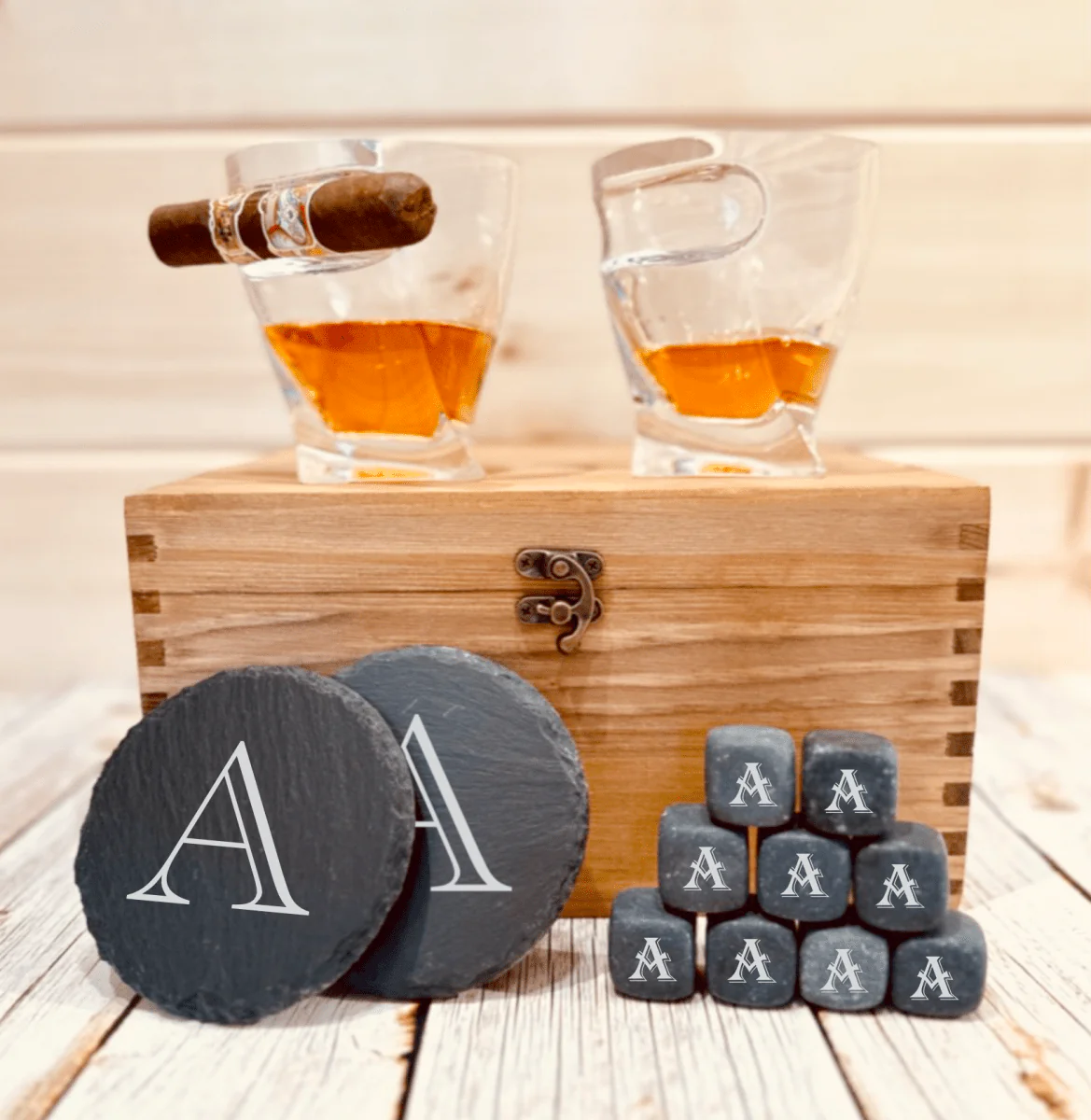 Elegant Personalized Whiskey Glass and Stones Set - Image 6