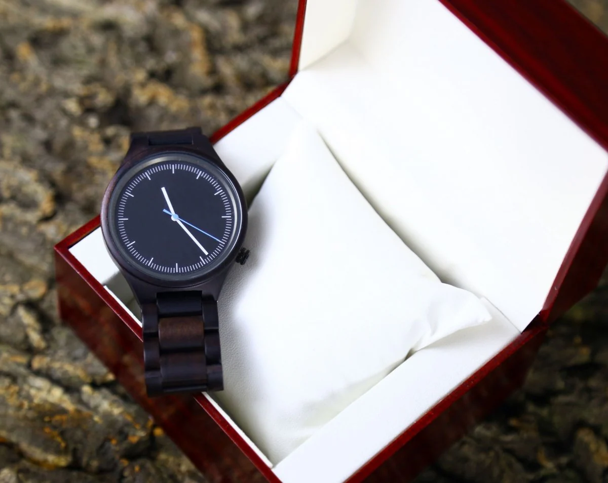 Engraved Black Wood Watch - Image 3