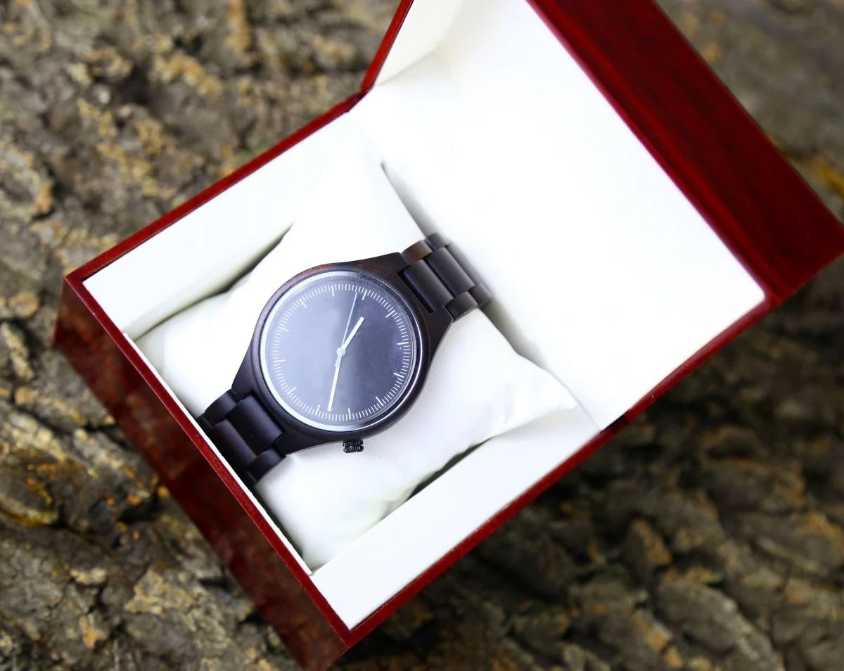 Engraved Black Wood Watch - Image 6