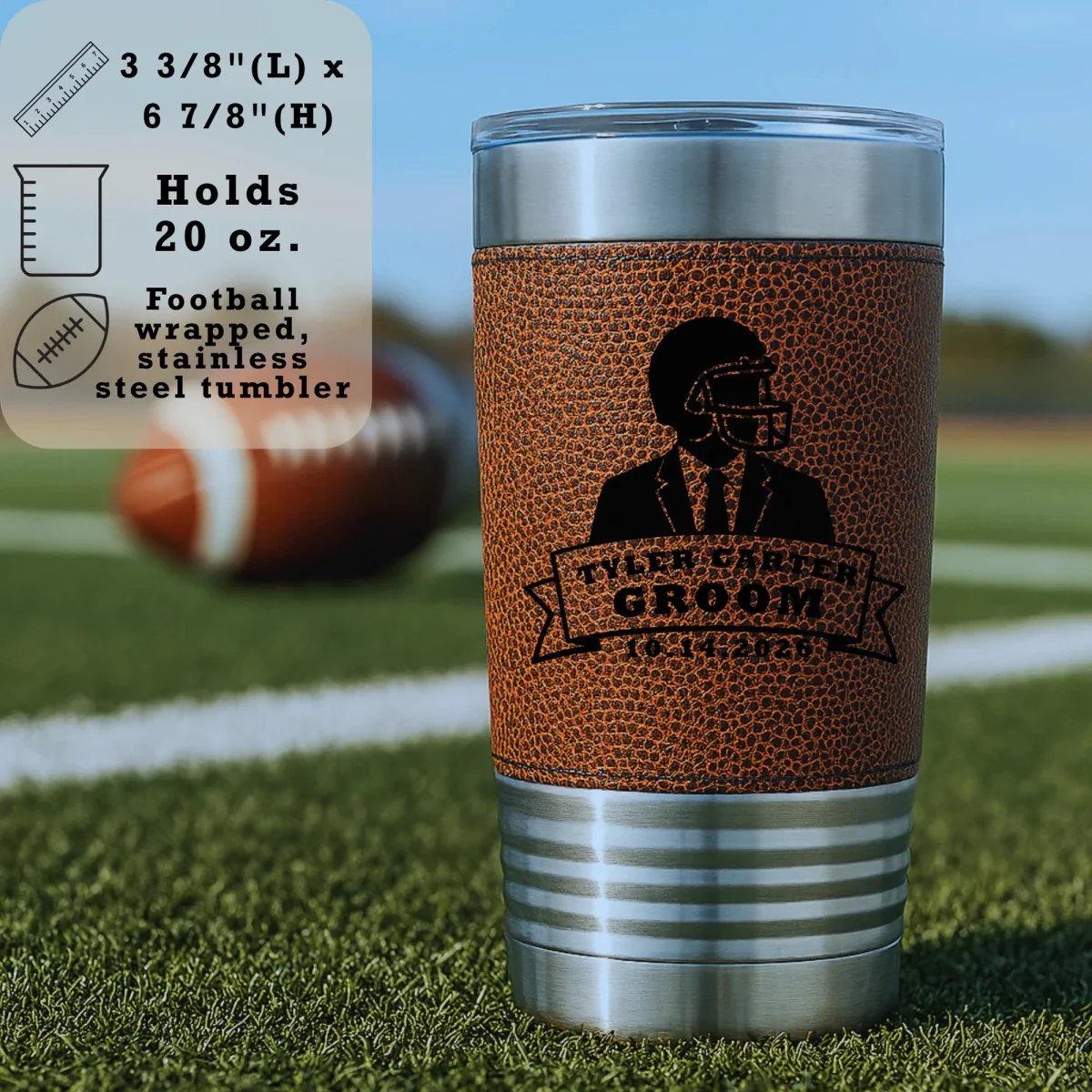 Grooms Crew Football Tumbler - Image 3