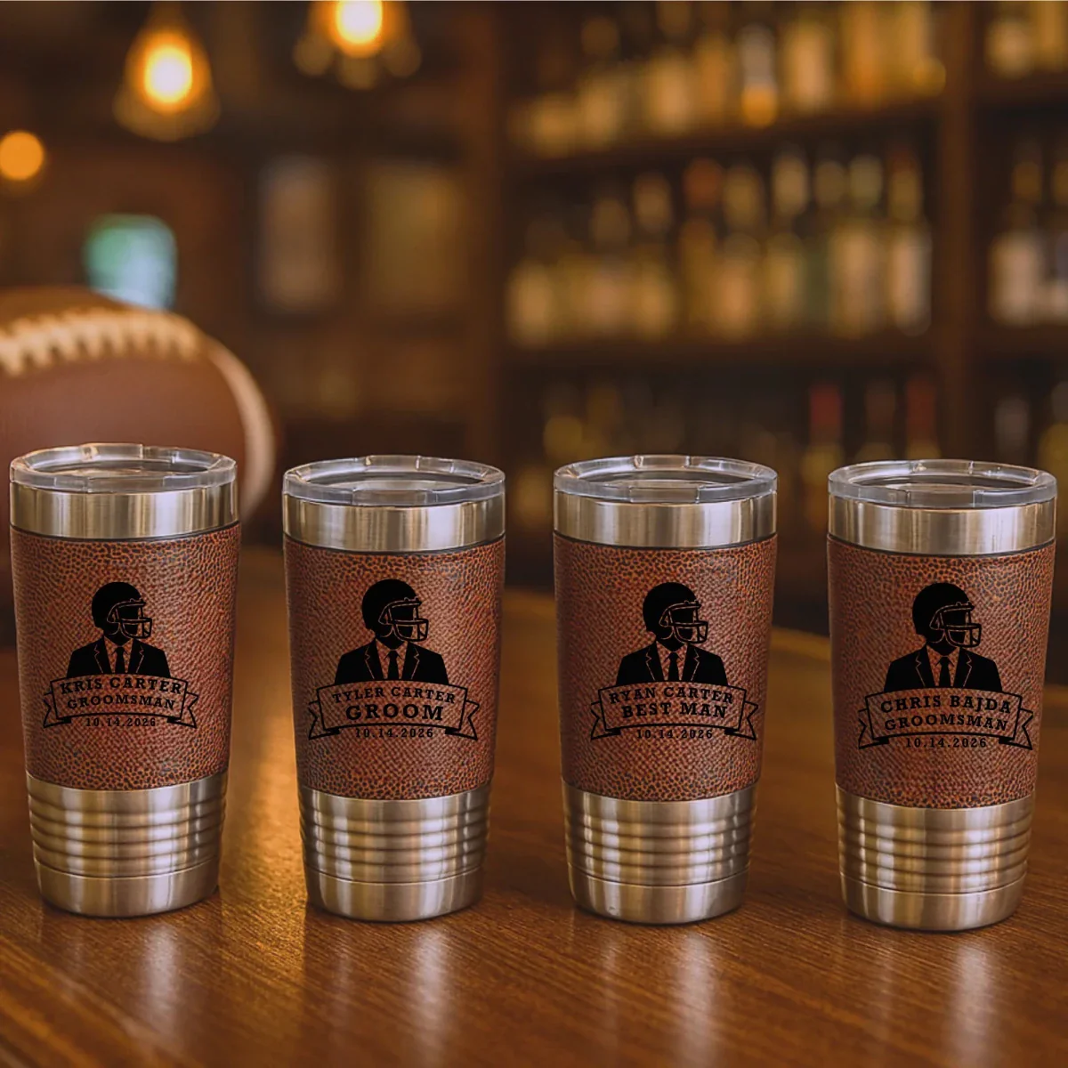 Grooms Crew Football Tumbler - Image 4