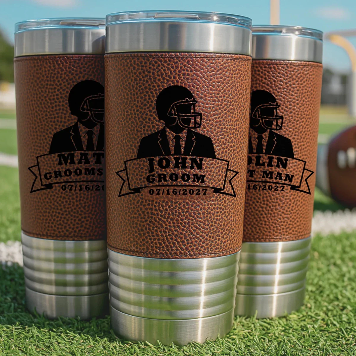 Grooms Crew Football Tumbler - Image 6