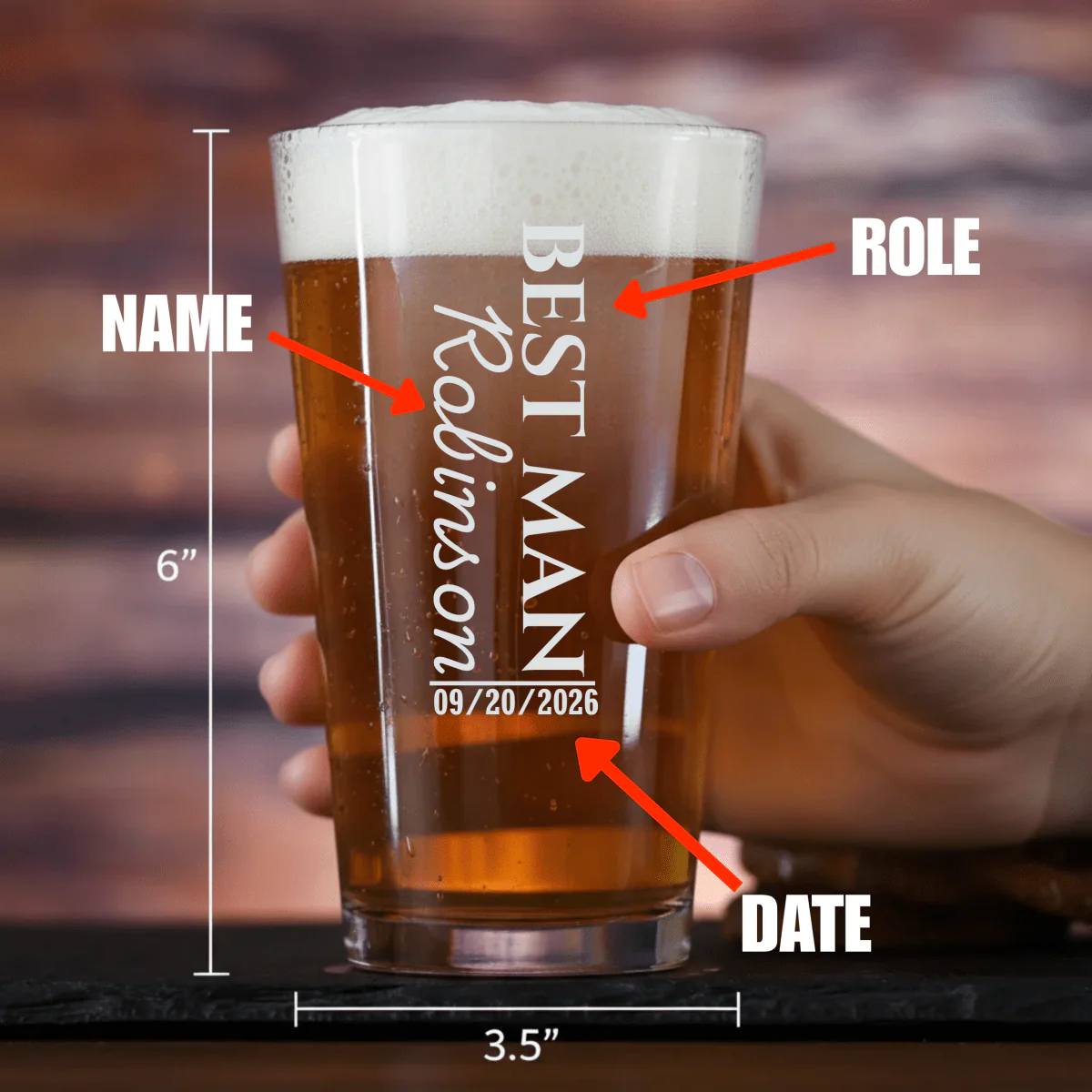 Grooms Crew Pint Glass - Image 2