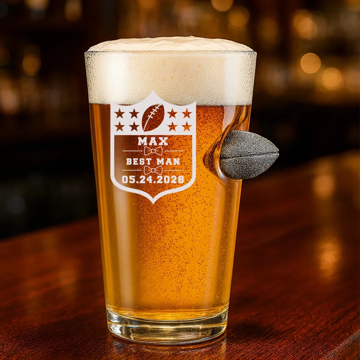Groomsmen Football Draft Pint Glass - Image 3