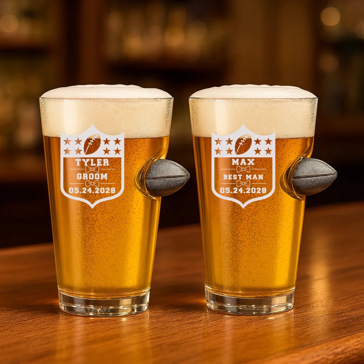 Groomsmen Football Draft Pint Glass - Image 4