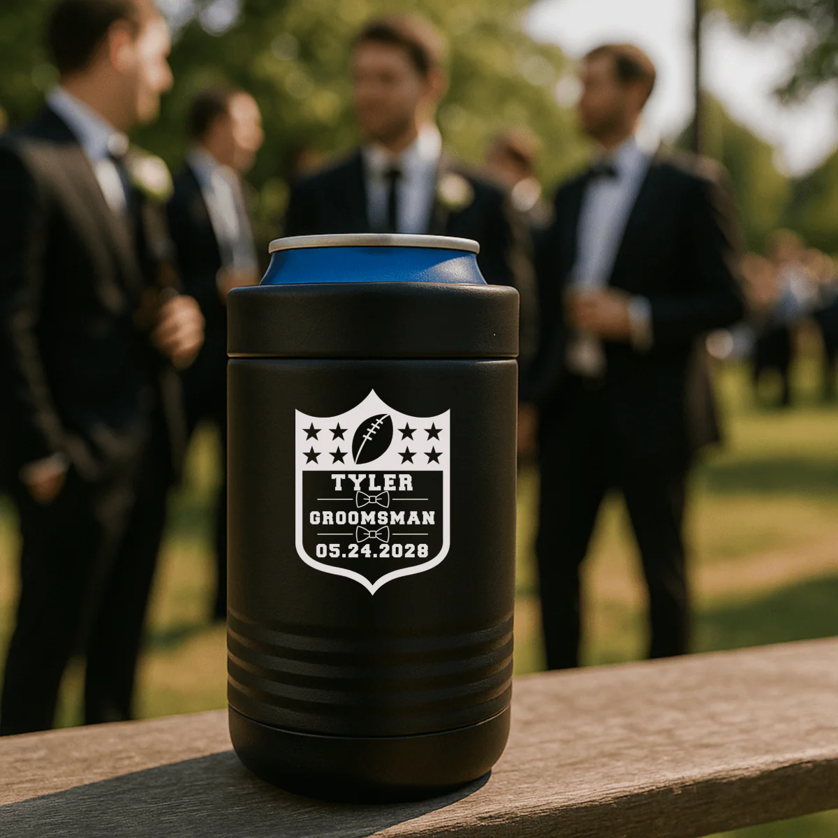 Groomsmen Football Can Cooler
