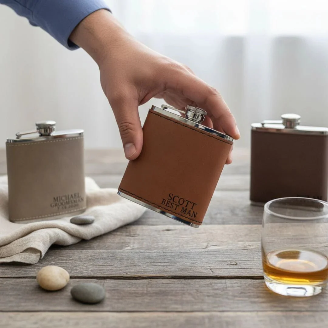 Leather Flask Gift Set - Image 11
