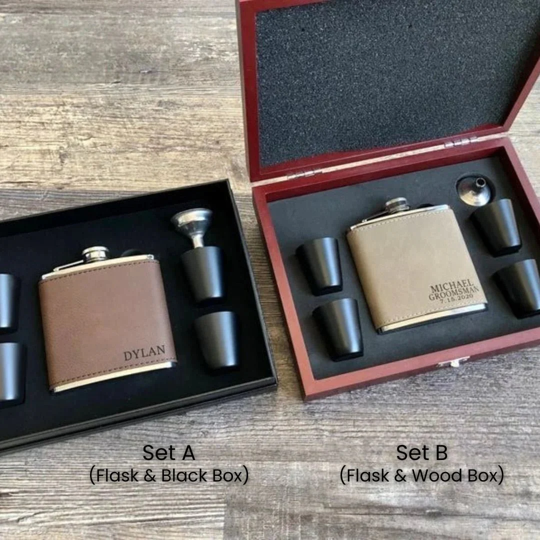 Leather Flask Gift Set - Image 4