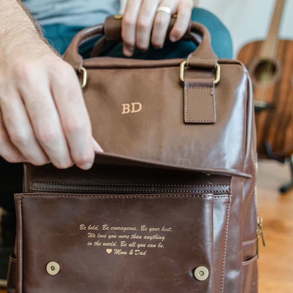 Luxe Leather Laptop Backpack - Image 3