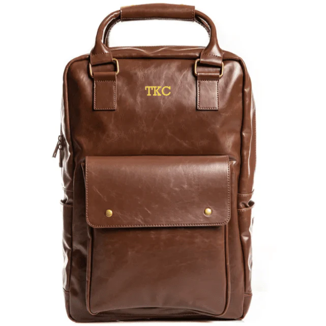 Luxe Leather Laptop Backpack - Image 4