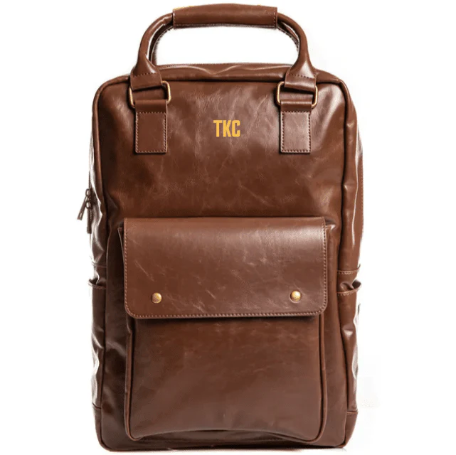 Luxe Leather Laptop Backpack - Image 8