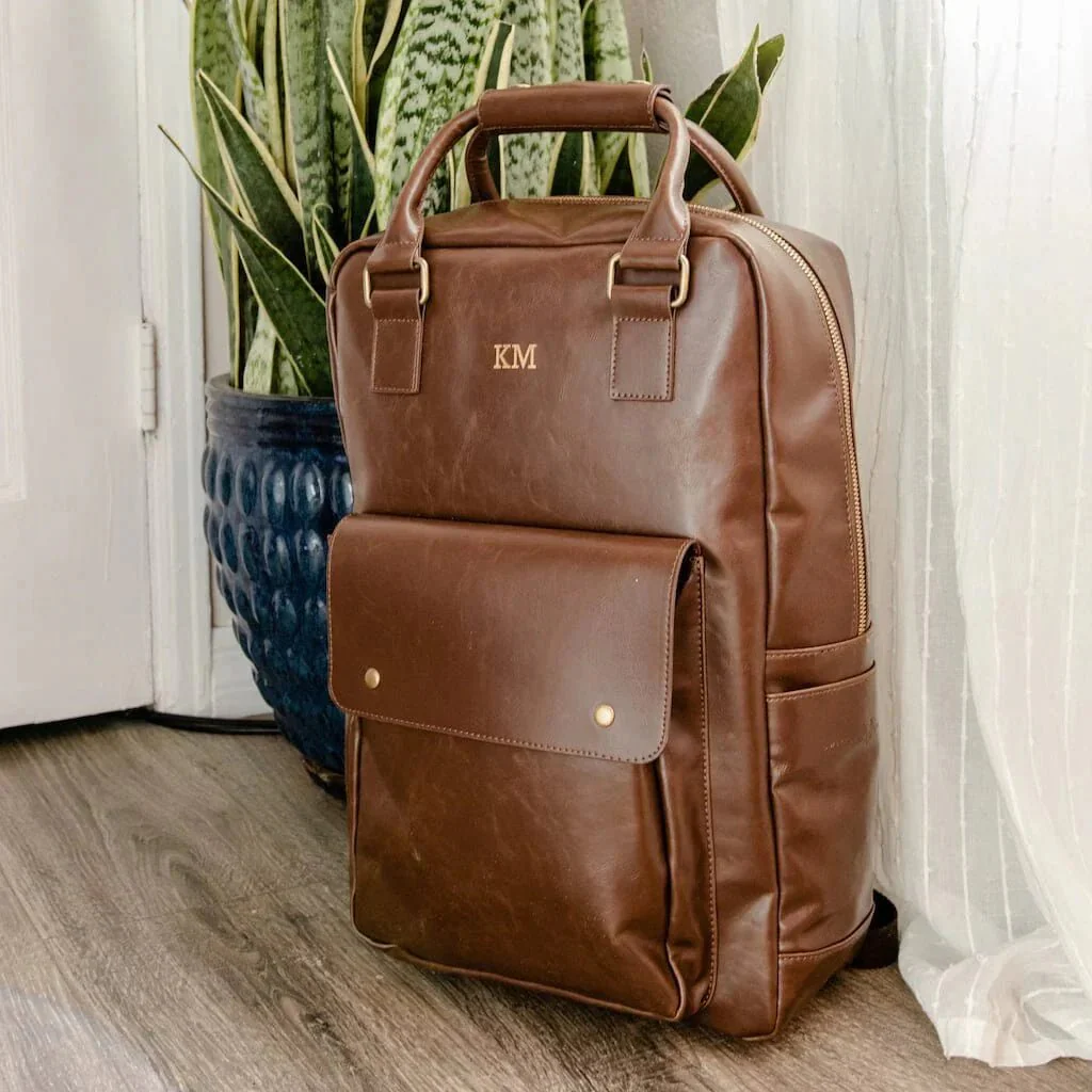 Luxe Leather Laptop Backpack - Image 9