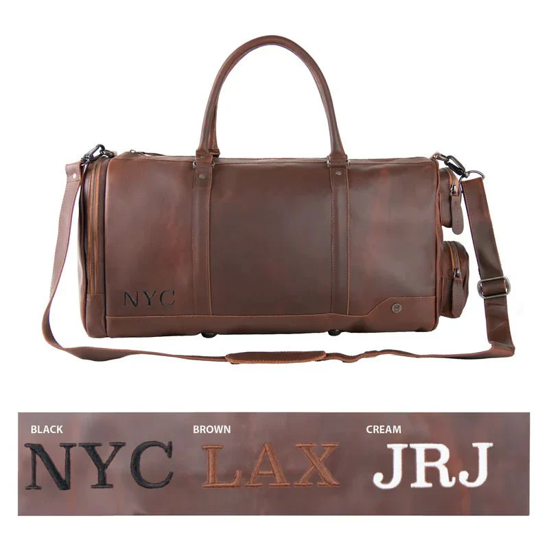 Monogrammed Luxury Leather Duffle Bag - Image 5