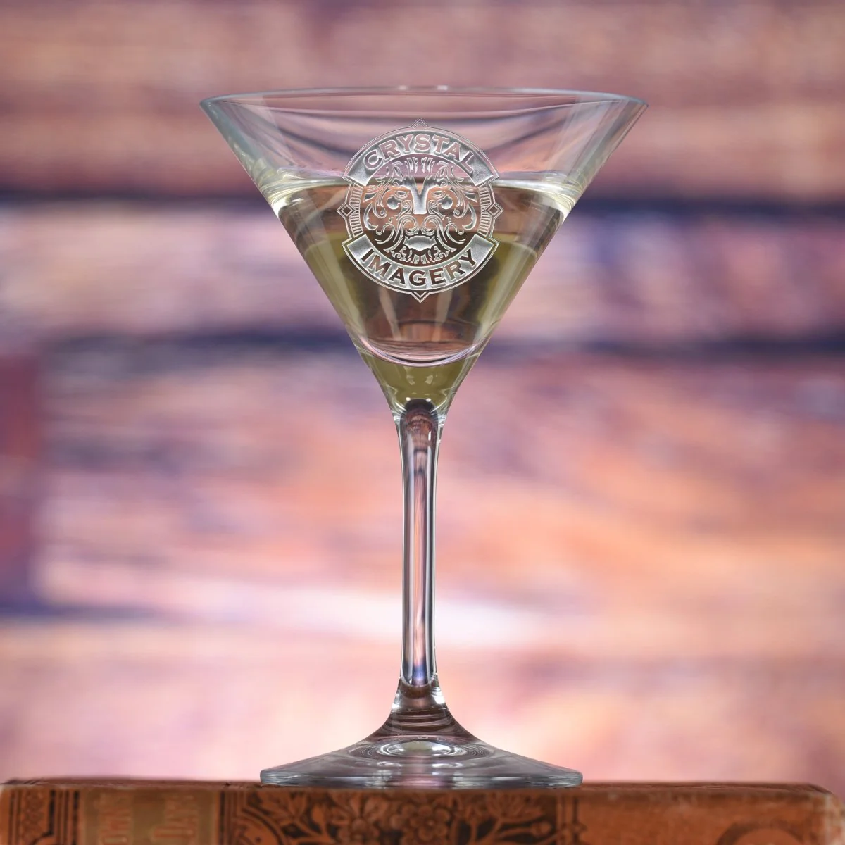 Engraved Logo Crystal Martini Glass