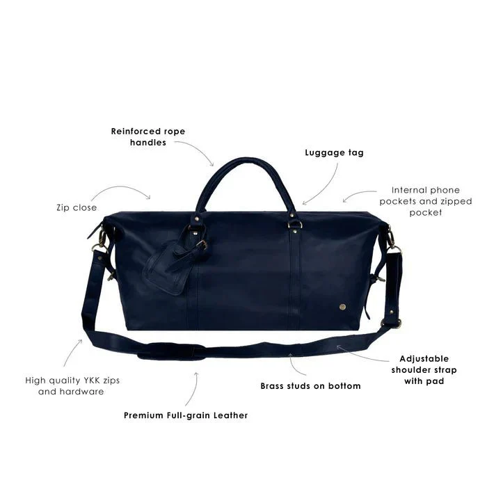 Navy Leather Duffle - Image 2
