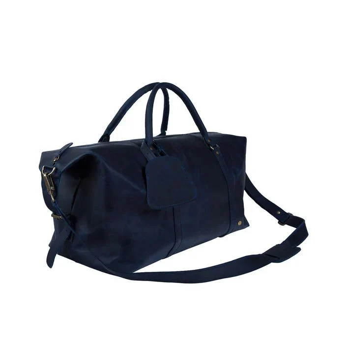 Navy Leather Duffle - Image 4