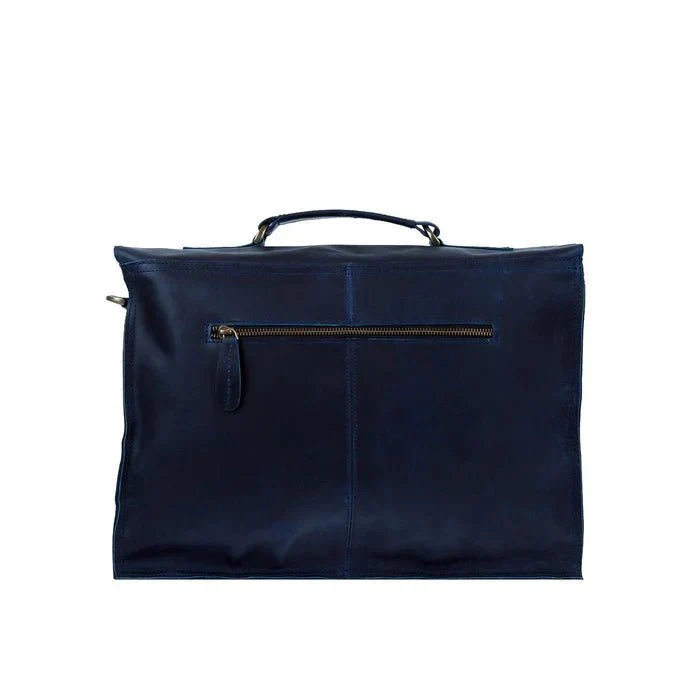 Navy Leather Messenger Bag - Image 5