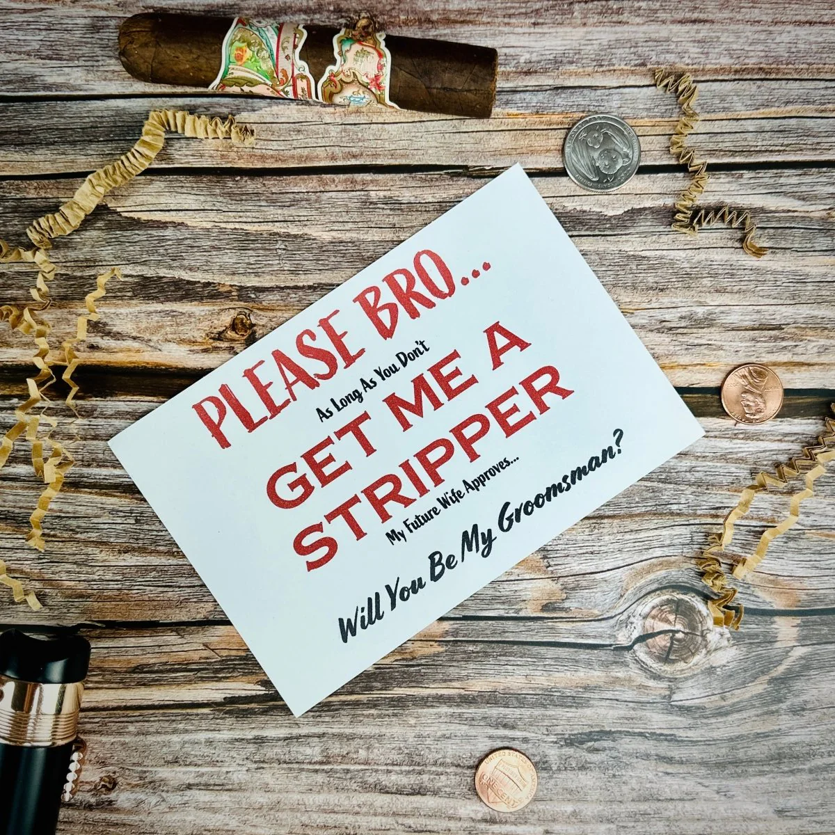No Strippers... (wink wink) Groomsmen Proposal Card - Image 3
