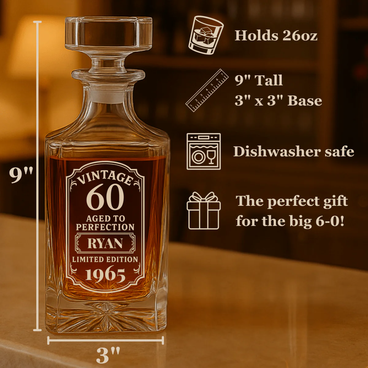 Personalized 60th Birthday Decanter - Image 4