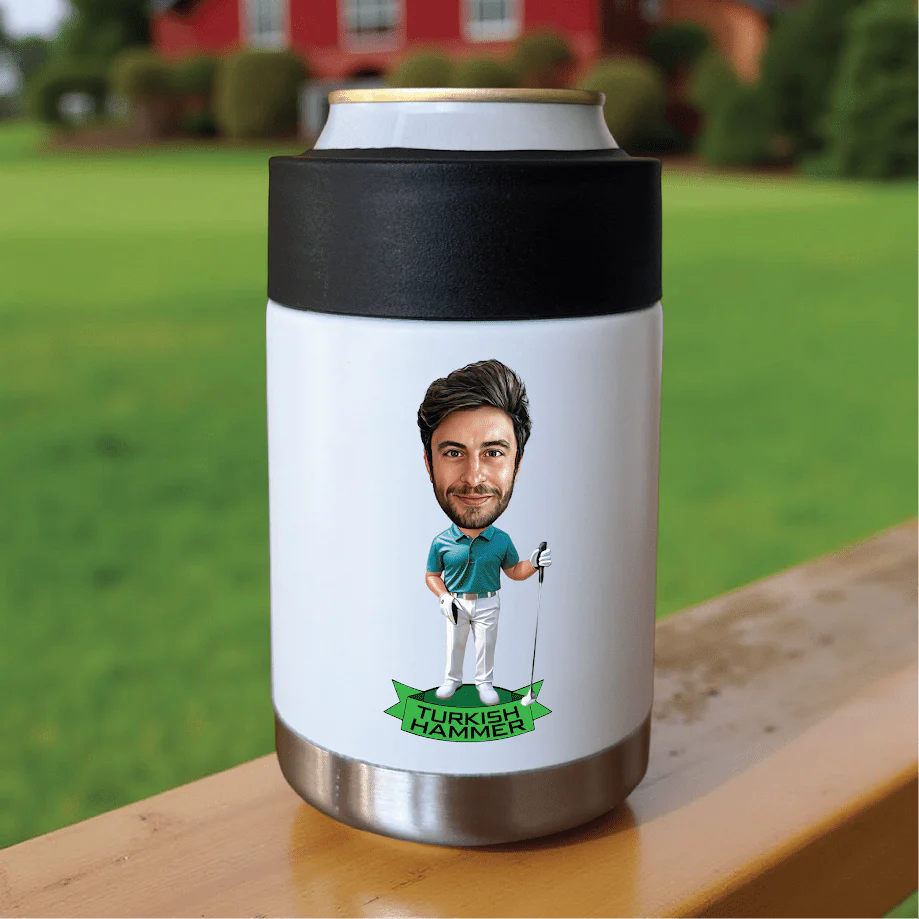 Personalized Golfer Caricature Can Cooler