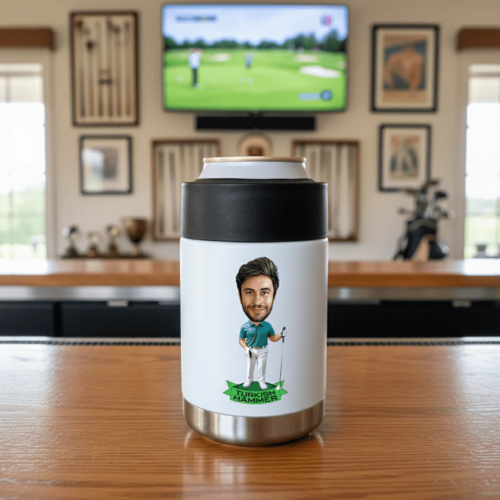 Personalized Golfer Caricature Can Cooler - Image 2