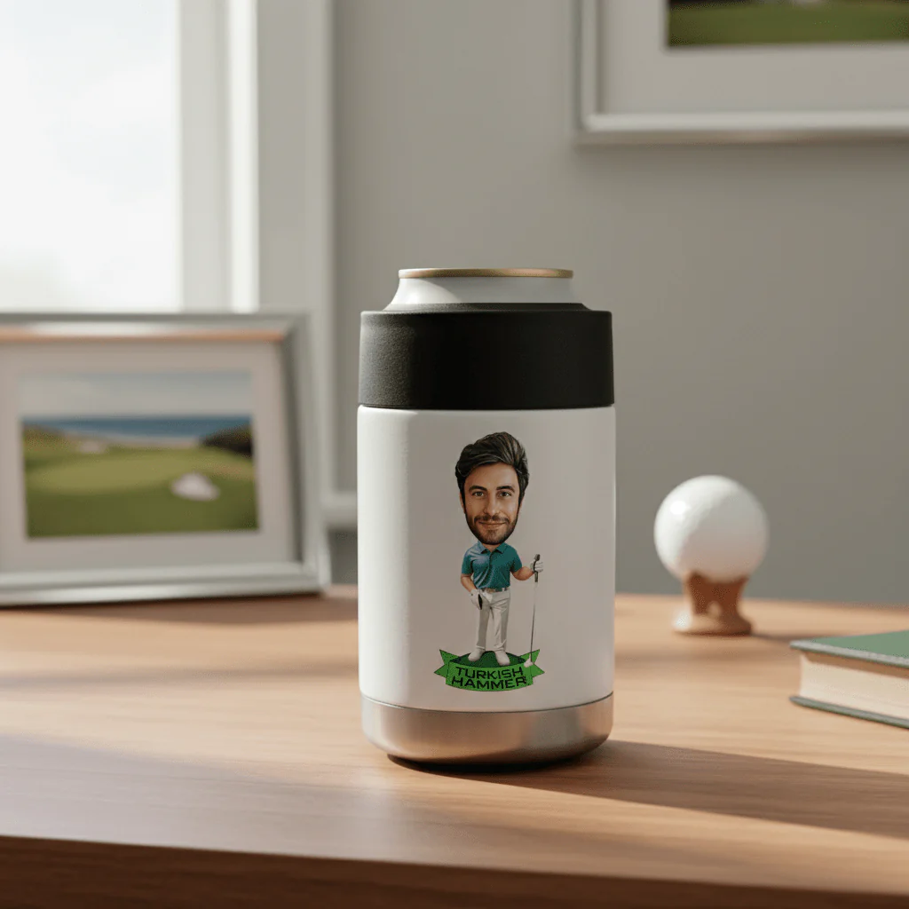 Personalized Golfer Caricature Can Cooler - Image 4