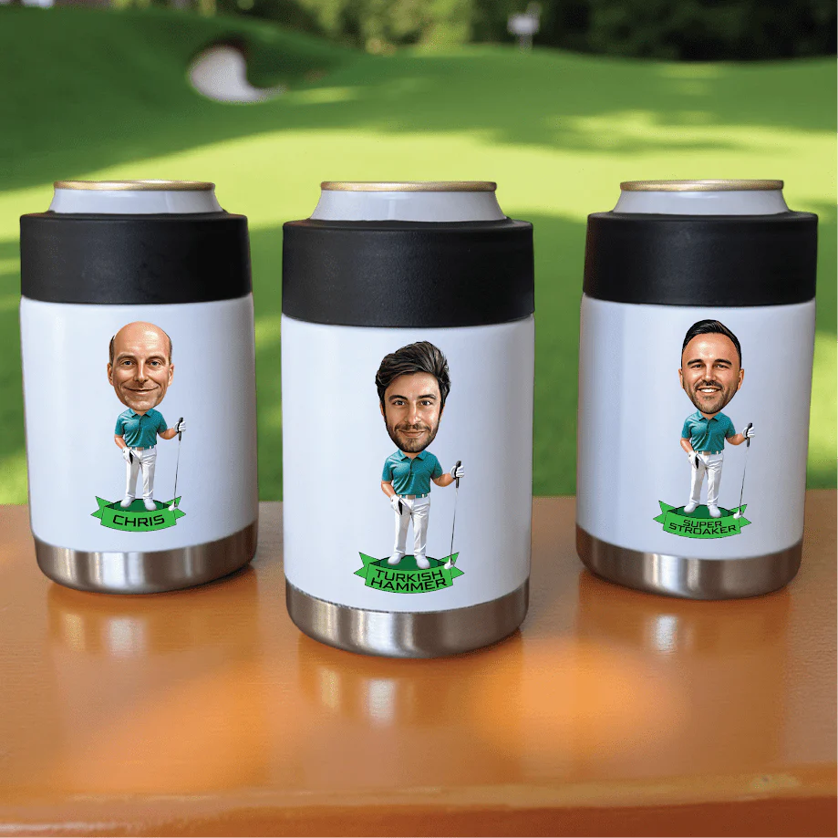 Personalized Golfer Caricature Can Cooler - Image 7