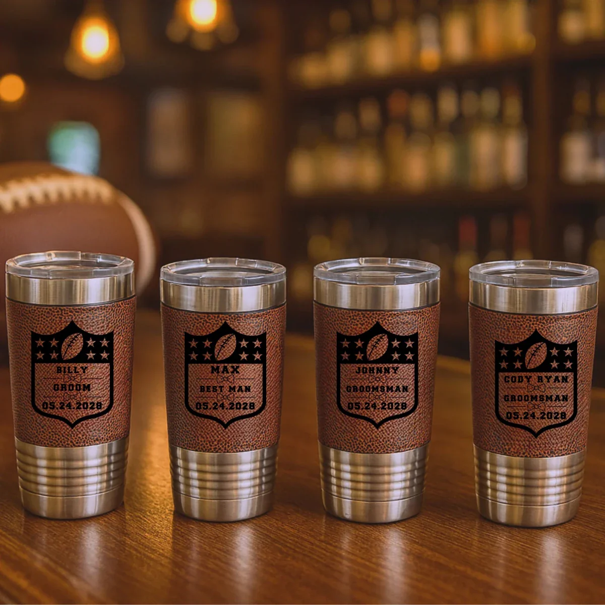 Personalized Groomsman Football Tumbler - Image 5