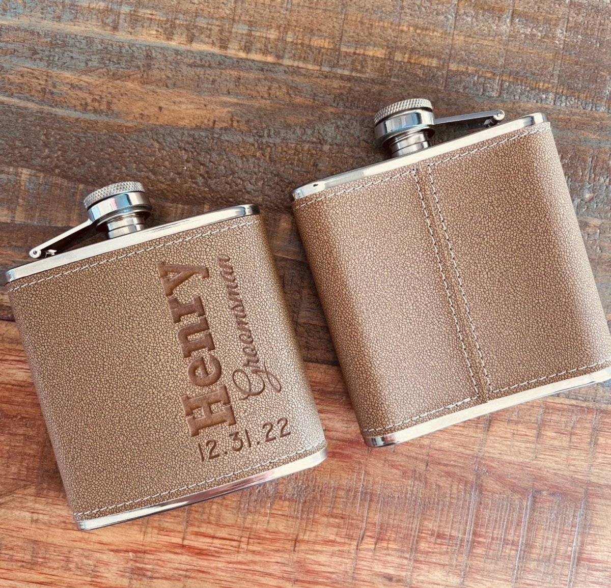 Personalized Leather Flask - Image 2