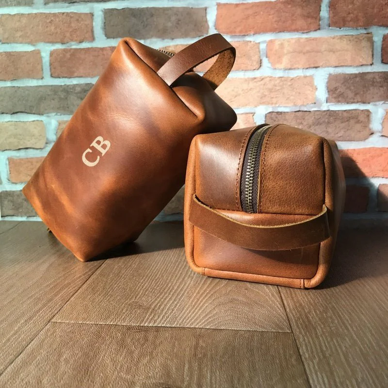 Personalized Leather Toiletry Bag - Image 3