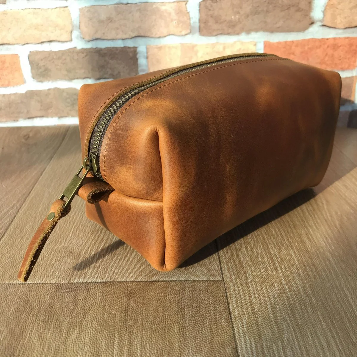 Personalized Leather Toiletry Bag - Image 5