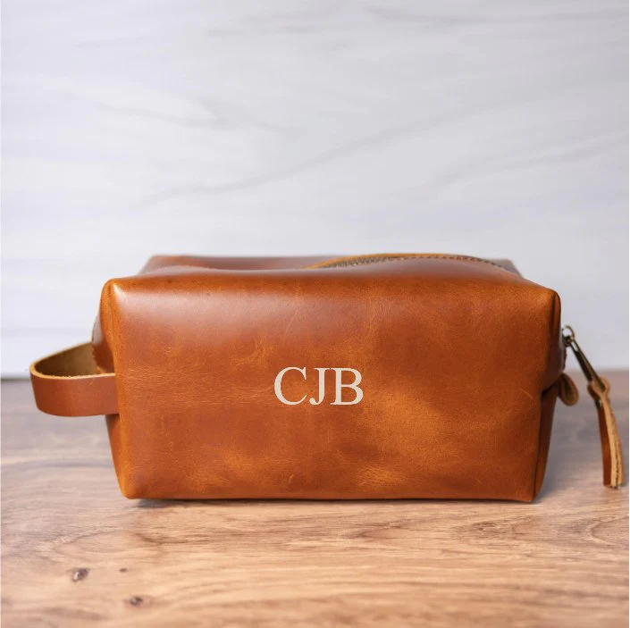 Personalized Leather Toiletry Bag - Image 7
