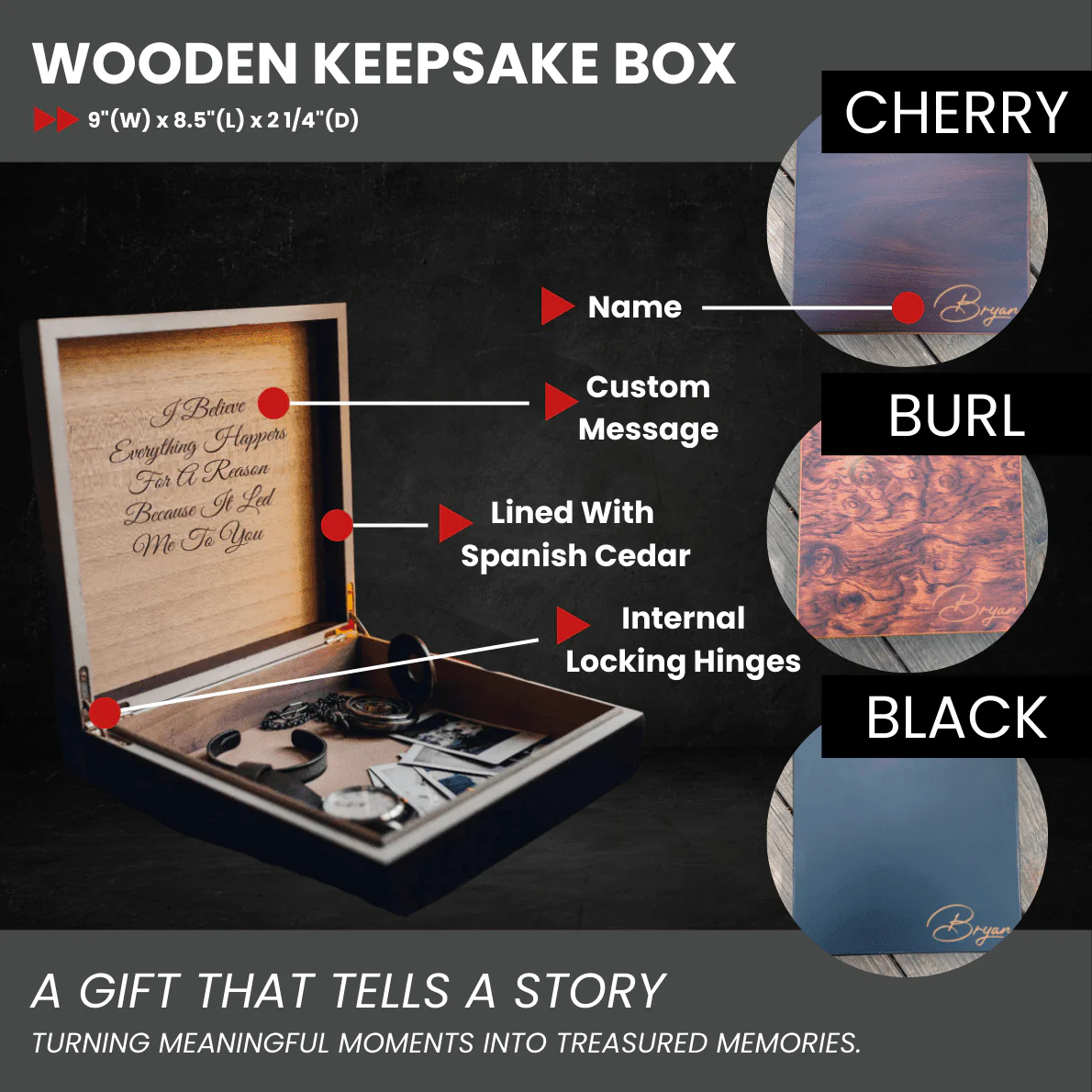 Personalized Men's Wooden Keepsake Box - Image 3