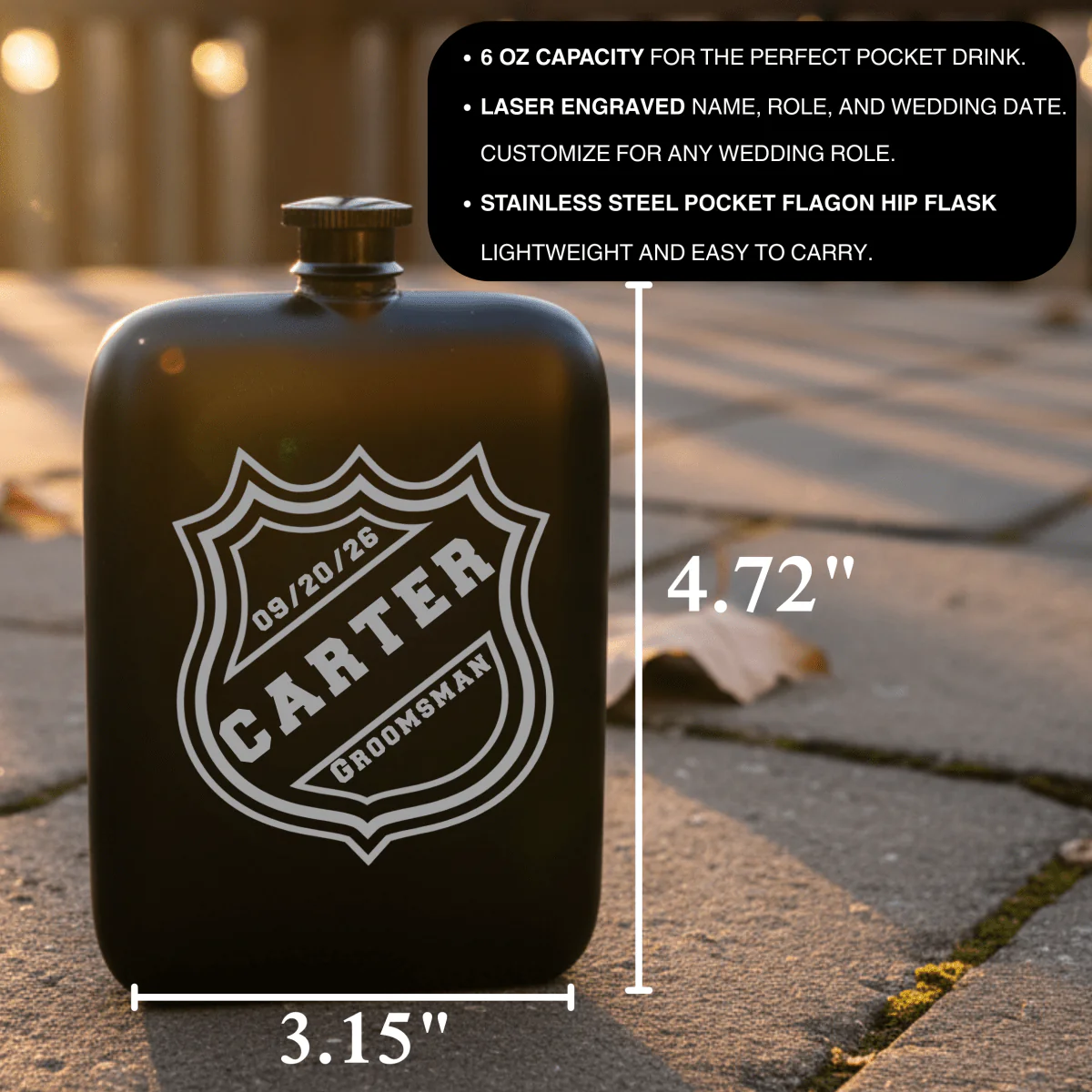 Power Play Groomsmen Flask - Image 3