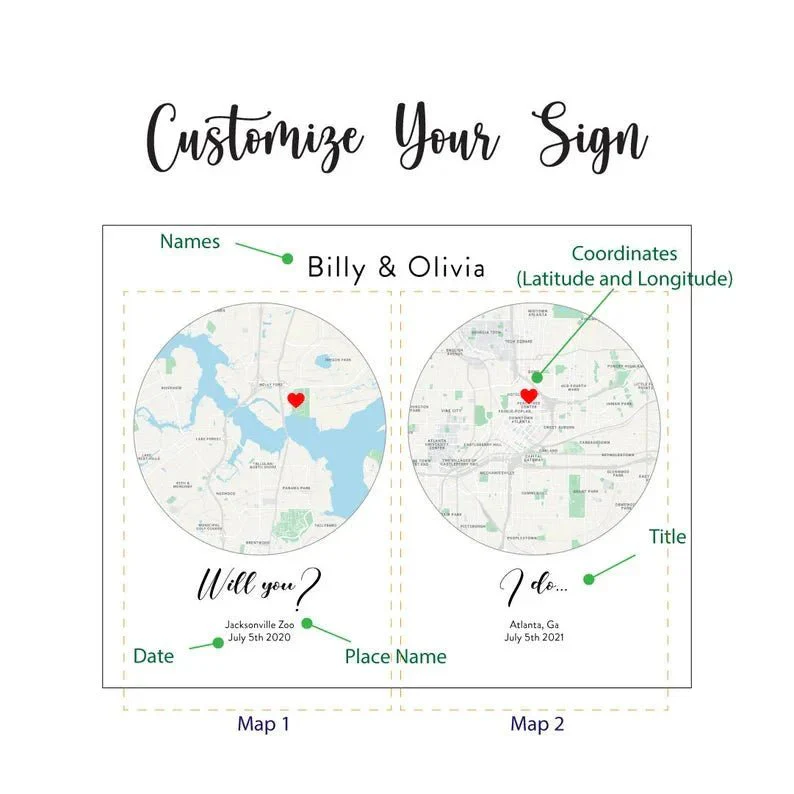 Romantic Map: "First Date to I Do" Plaque - Image 2