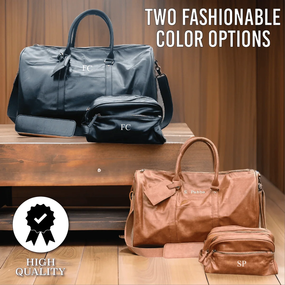 Sentimental Personalized Vegan Leather Travel Set - Image 2