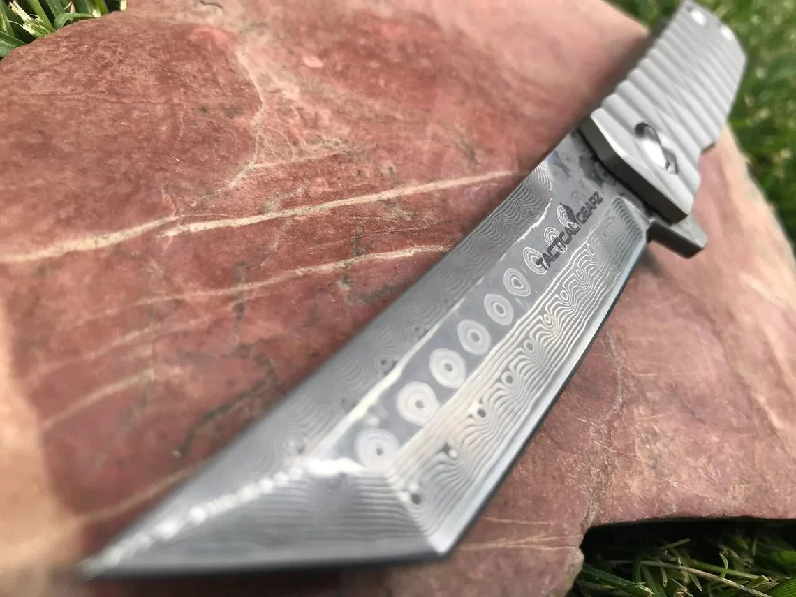Sharp Damascus Steel Tanto Blade - Image 7