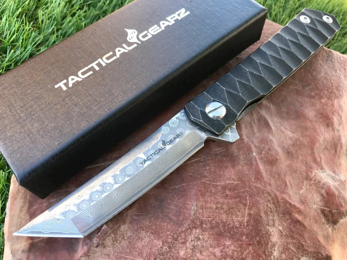 Sharp Damascus Steel Tanto Blade - Image 9
