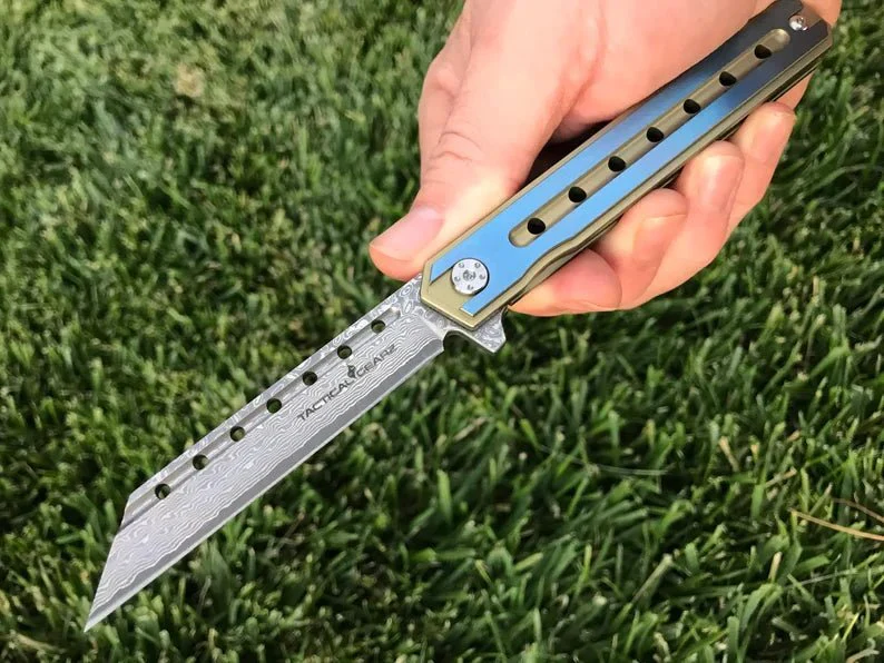 Titanium EDC Damascus Knife - Image 3