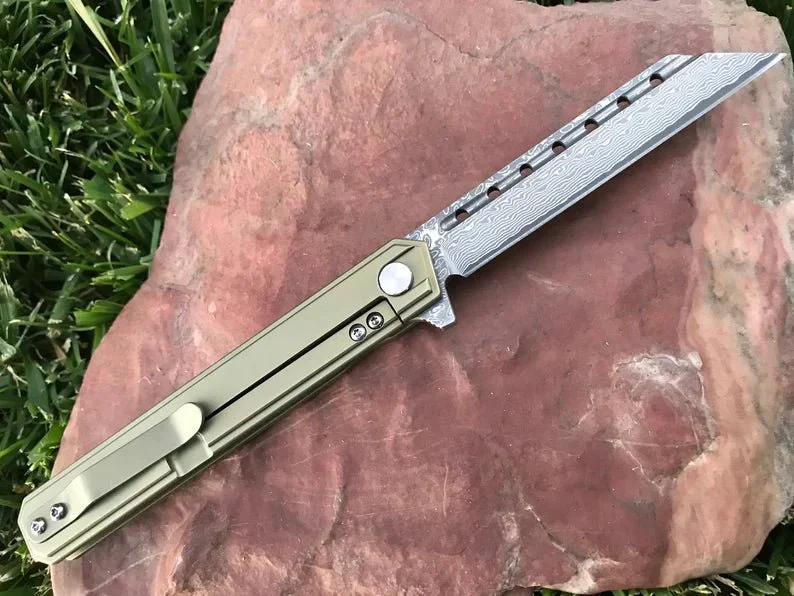 Titanium EDC Damascus Knife - Image 6