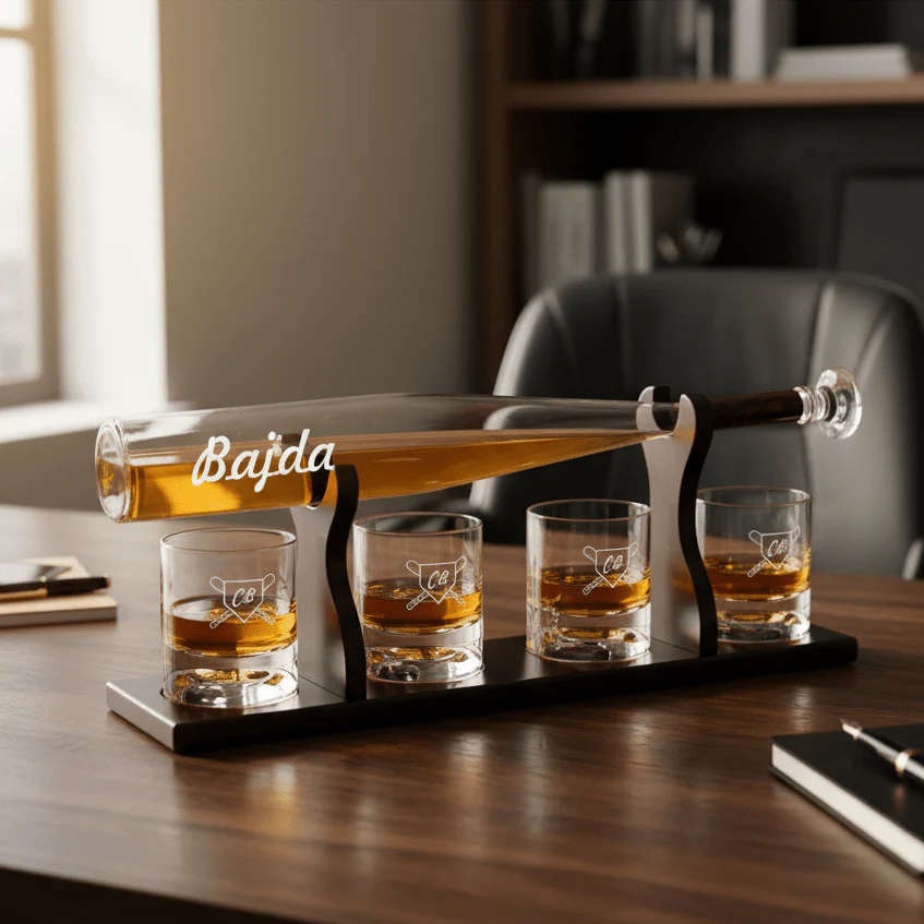 Personalized Baseball Bat Decanter Set - Image 2