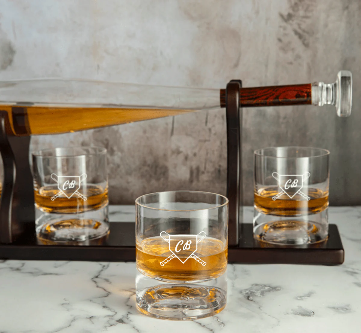 Personalized Baseball Bat Decanter Set - Image 5