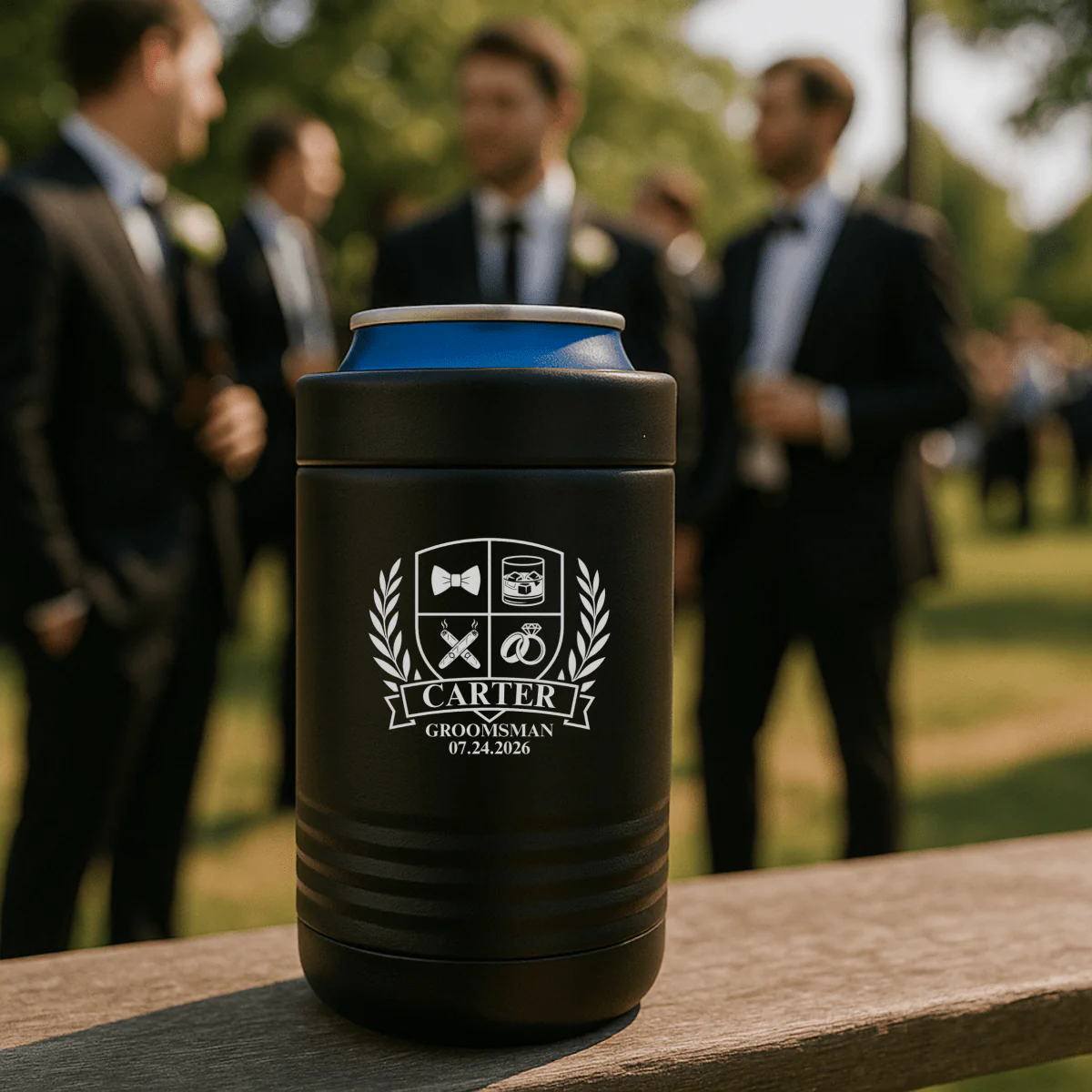 Wedding Party Crest Can Cooler - Image 2