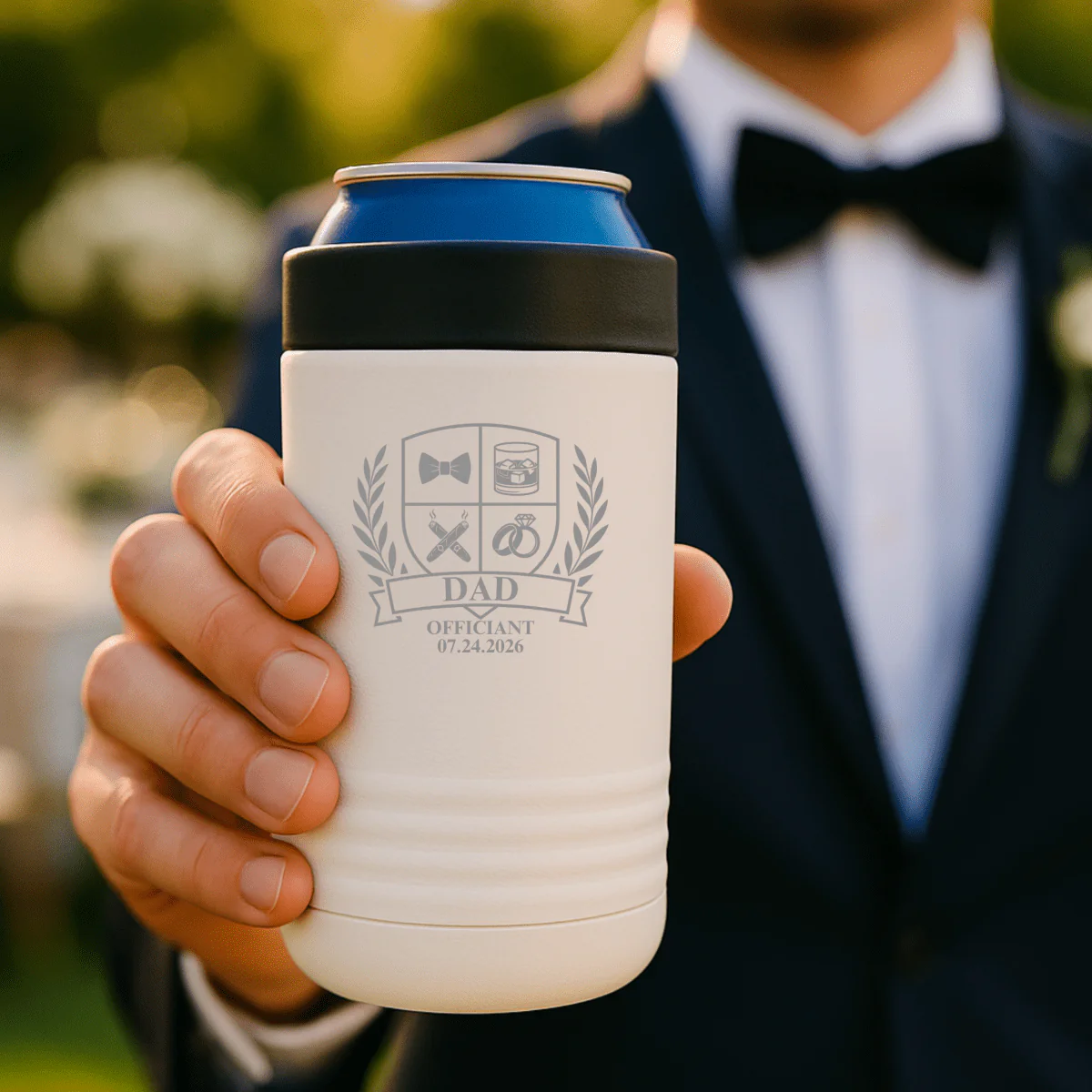 Wedding Party Crest Can Cooler - Image 3