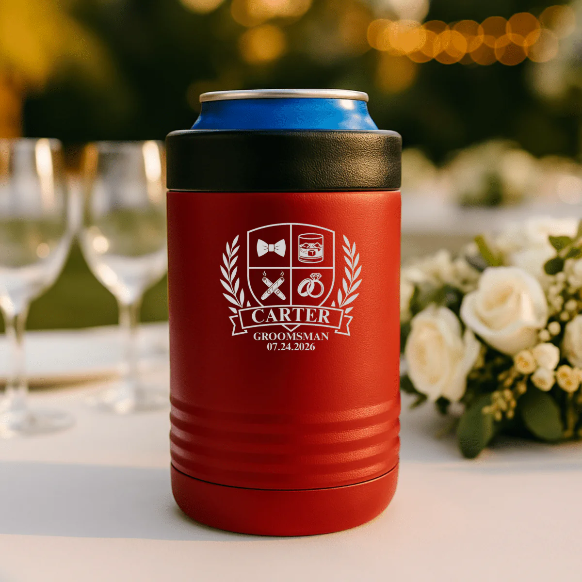 Wedding Party Crest Can Cooler - Image 4