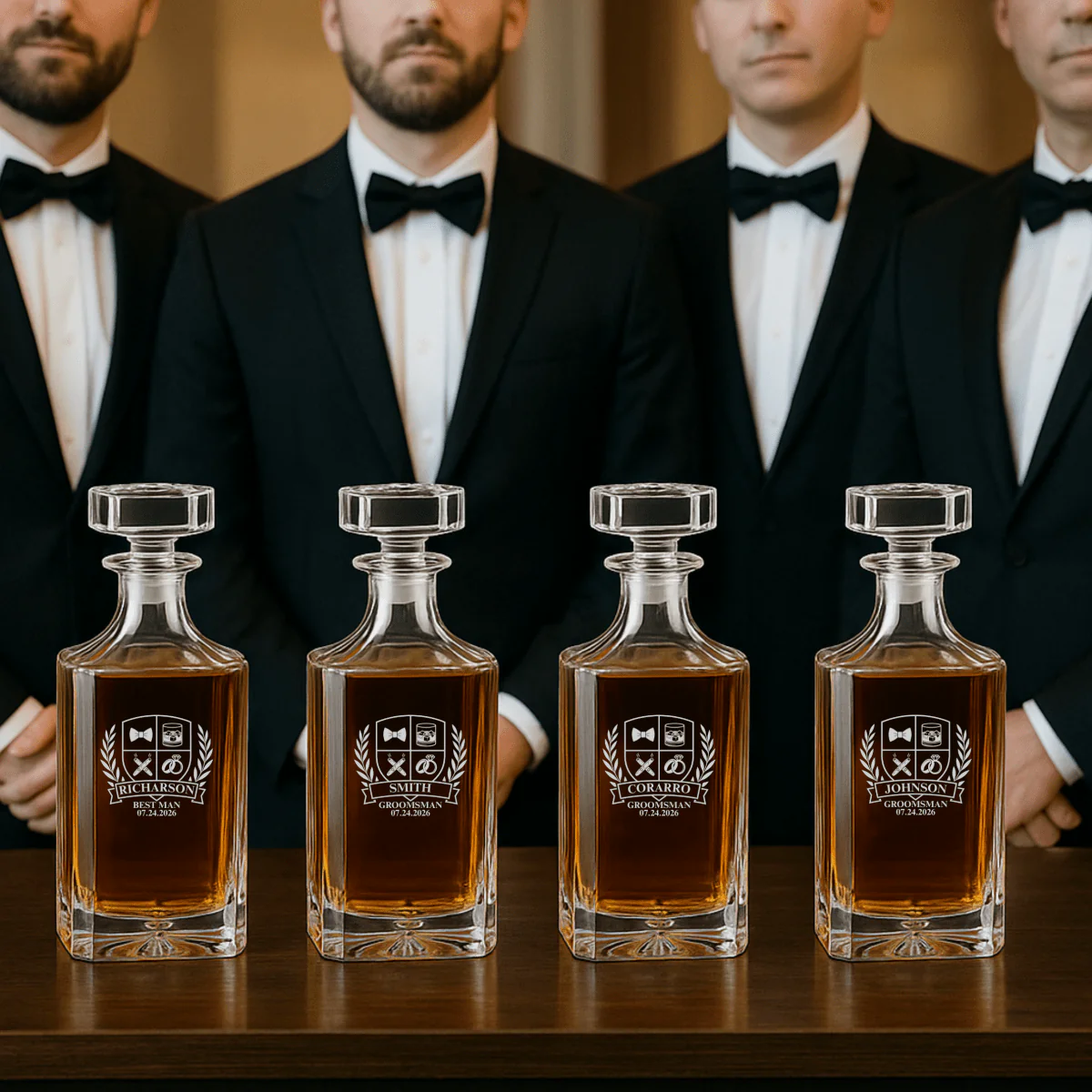 Wedding Party Crest Whiskey Decanter - Image 2